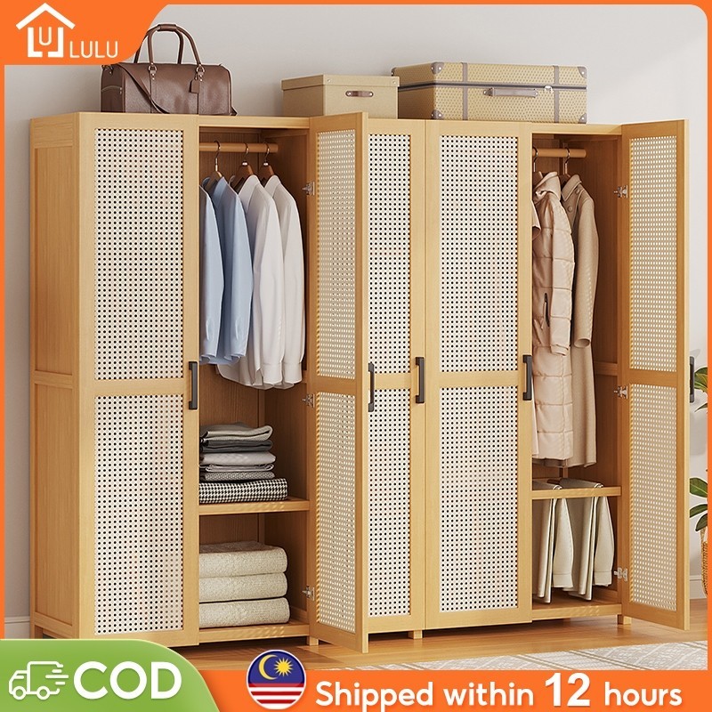 LULU Wardrobe Clothes Almari baju 3/4/5 Door Clothes Storage Cabinet Hanging Wardrobe 衣柜/衣櫃