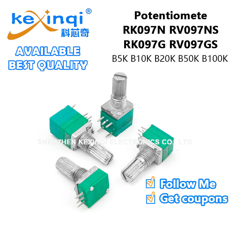 (1 ชิ้น) RK097N RV097NS RK097G RV097GS Potentiometer B5K B10K B20K B50K B100K AG02 ฝาครอบสวิทช์เสียง
