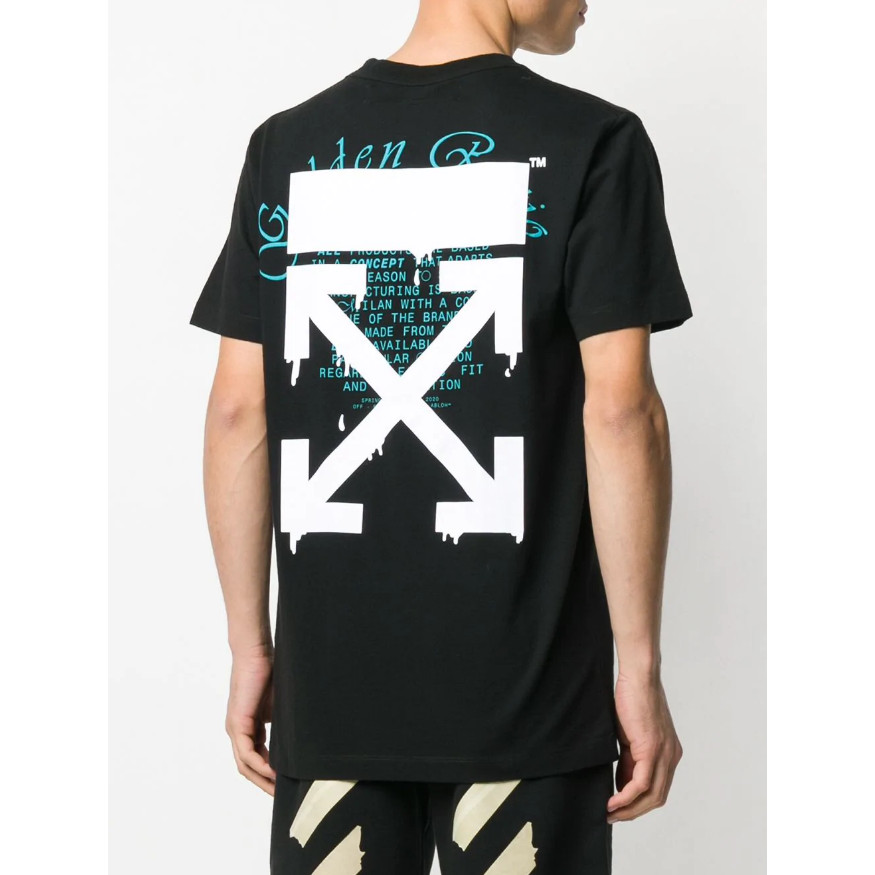 OFF Ink Gradient Arrow พิมพ์ผ้าฝ้ายเสื้อยืดสไตล์อินเทรนด์ผ้าฝ้าย 100% ผู้ชายและผู้หญิง 5.19
