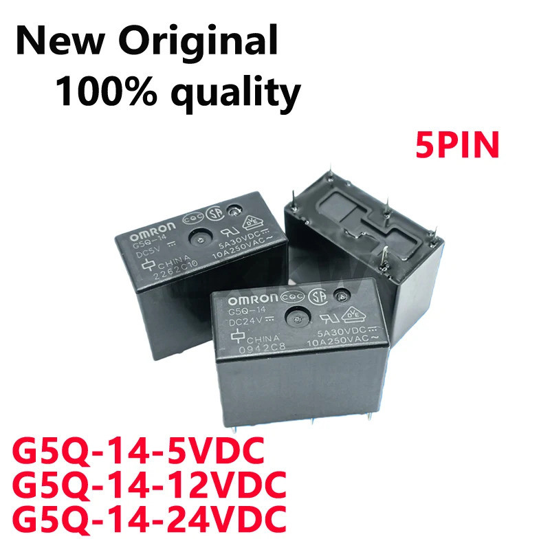 5PCS G5Q-14-5VDC DC5V 5V G5Q-14-12VDC DC12V 12V G5Q-14-24VDC DC24V 5PIN Power รีเลย์ในสต็อก