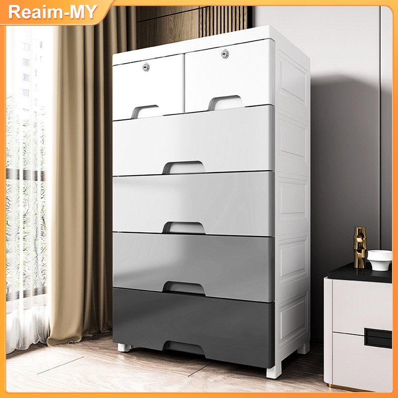 Drawer Cabinet Clothes With Lock Multipurpose Drawer Storage Cabinet Wardrobe Almari Baju plastik Or