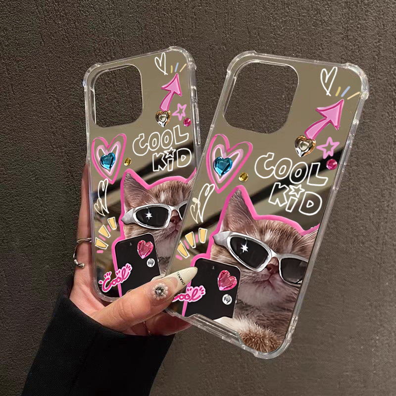 Cool แว่นตากันแดดกระจกแมวอะคริลิคนุ่มเคสโทรศัพท์สําหรับ Samsung Galaxy S25 S24 S23 S22 Ultra Plus FE A06 A14 A23 A36 A52 ฝาครอบ - รูปที่ 3