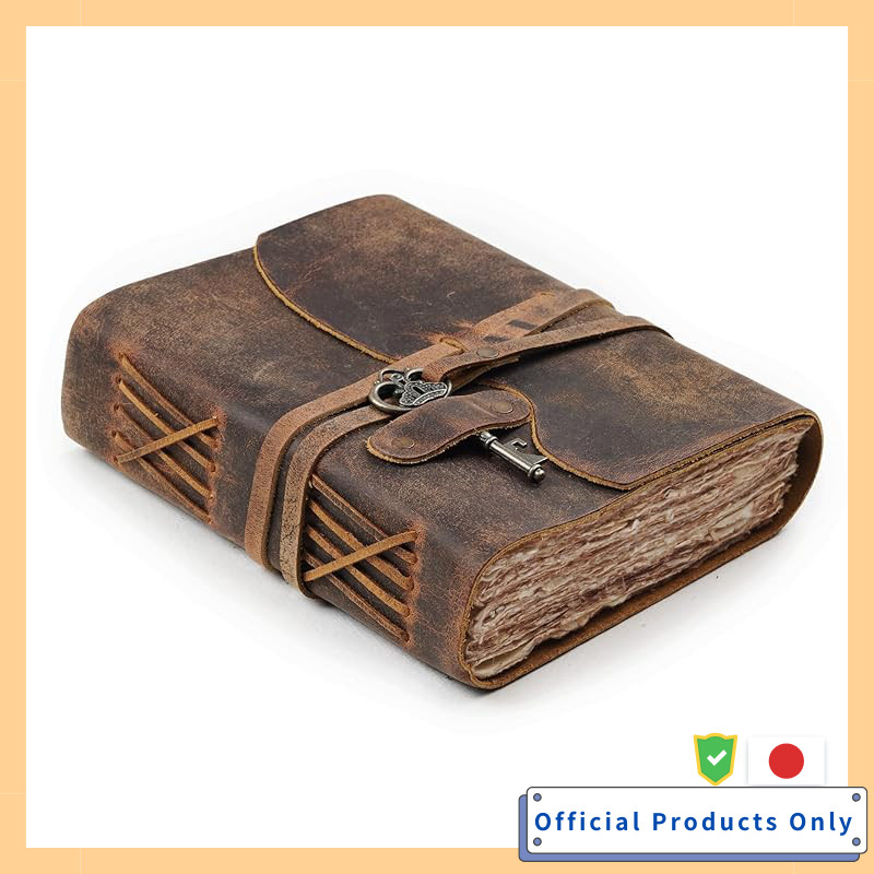 LEATHER VILLAGE VINTAGE LEATHER JOURNAL - VINTAGE LEATHER BOUND JOURNAL FOR LADIES AND MEN - HANDMADE VINTAGE DECKLE EDGE PAPER - VINTAGE KEY CLOSURE - SHADOW BOOK - LEATHER SKETCHBOOK - 13 INCH X 8 INCH