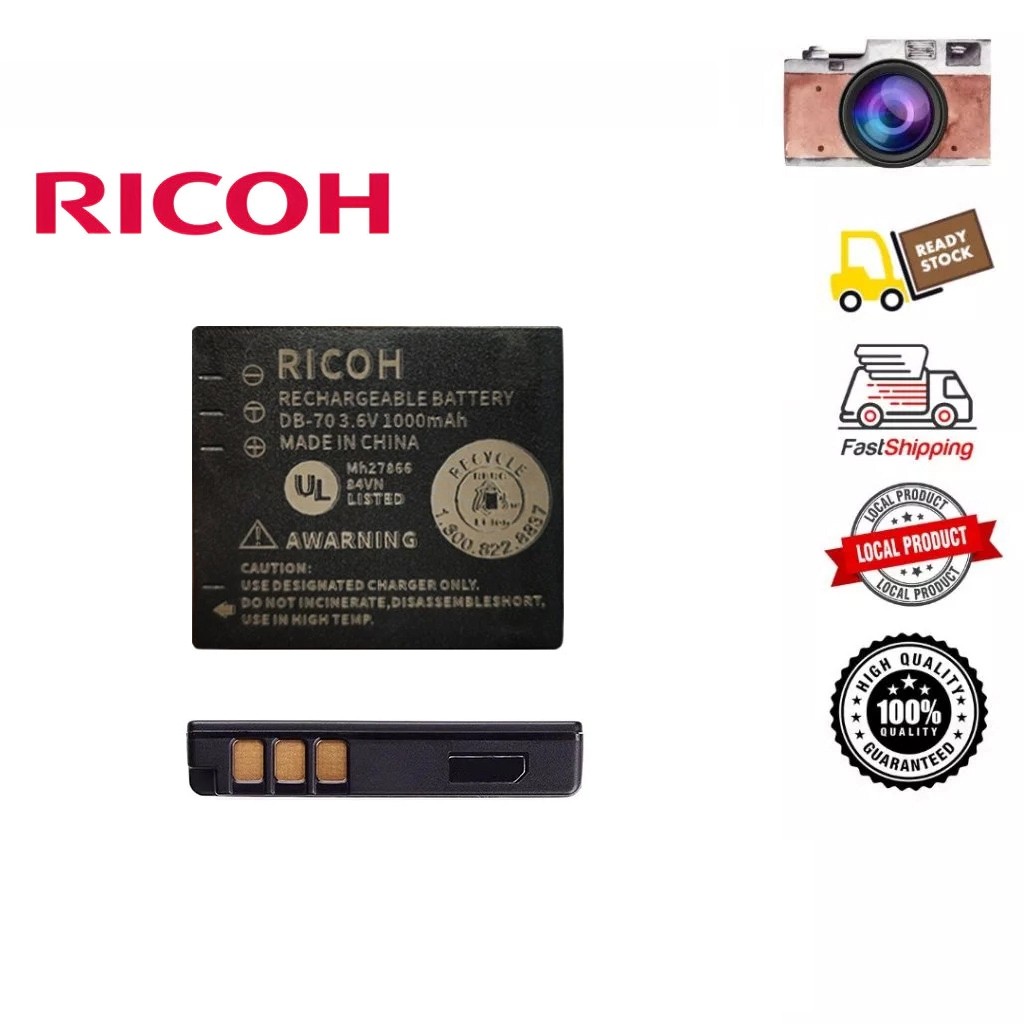 Genuine RICOH DB-70 แบตเตอรี่ For Caplio R6 , R7 , R8 , R10 , CX1 , CX2 ... แบตเตอรี่สำหรับกล้อง Ricoh รหัส DB70