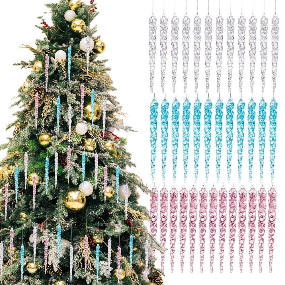 ต้นคริสต์มาสแขวน Icicle Xmas จําลองคริสต์มาสใหม่ Icicle Diy เครื่องประดับปี U2f7