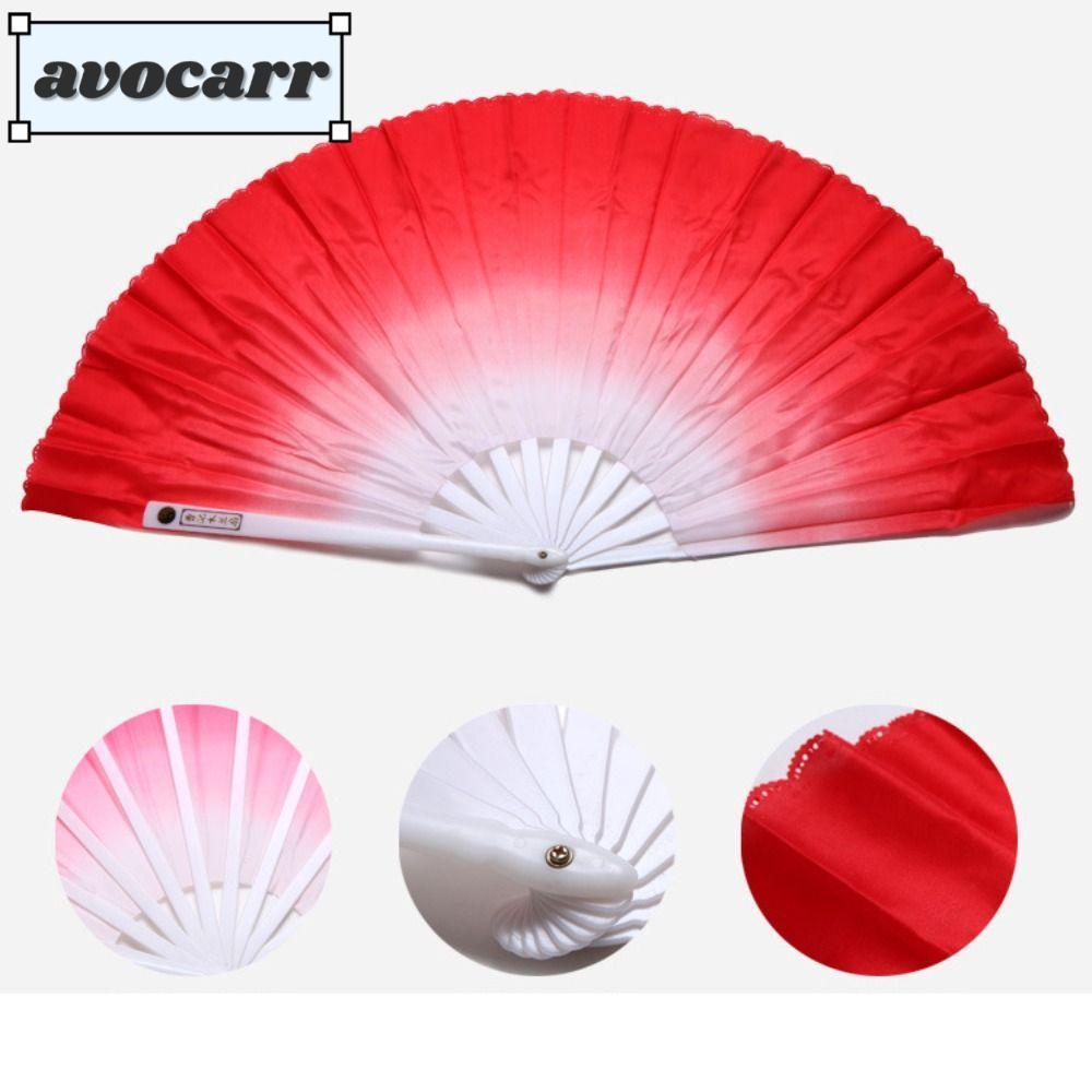 AVOCARR พัดเต้นรํา ผ้าไหม สีฟ้า สีแดง สีชมพู สีเขียว ขนาด 32.5 ซม. สําหรับพัดการแสดงเพลง