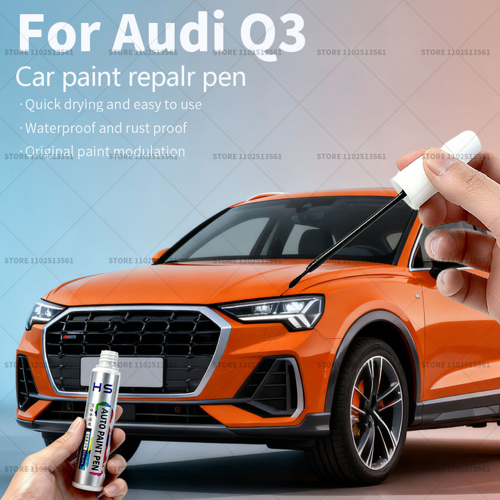 สําหรับ Audi Q3 รถซ่อมสีปากกา Touch Up Scratch Remover DIY อุปกรณ์เสริมอัตโนมัติสีขาว LS9R สีดํา LY9