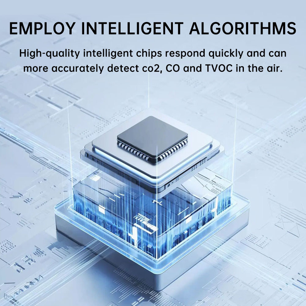 DIYMORE เครื่องตรวจจับคุณภาพอากาศหน้าจอขนาดใหญ่ห้าในหนึ่ง อุณหภูมิและความชื้น CO2 ฟอร์มาลดีไฮด์ volatile เครื่องตรวจจับคุณภาพอากาศคาร์บอนไดออกไซด์ Type C อินเตอร์แฟค - รูปที่ 4