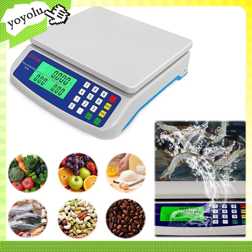 เครื่องชั่งอาหารเชิงพาณิชย์ 30 กก./1 กรัม จอแอลซีดี พร้อมฟังก์ชั่นรถไฟ สำหรับผักและเนื้อสัตว์