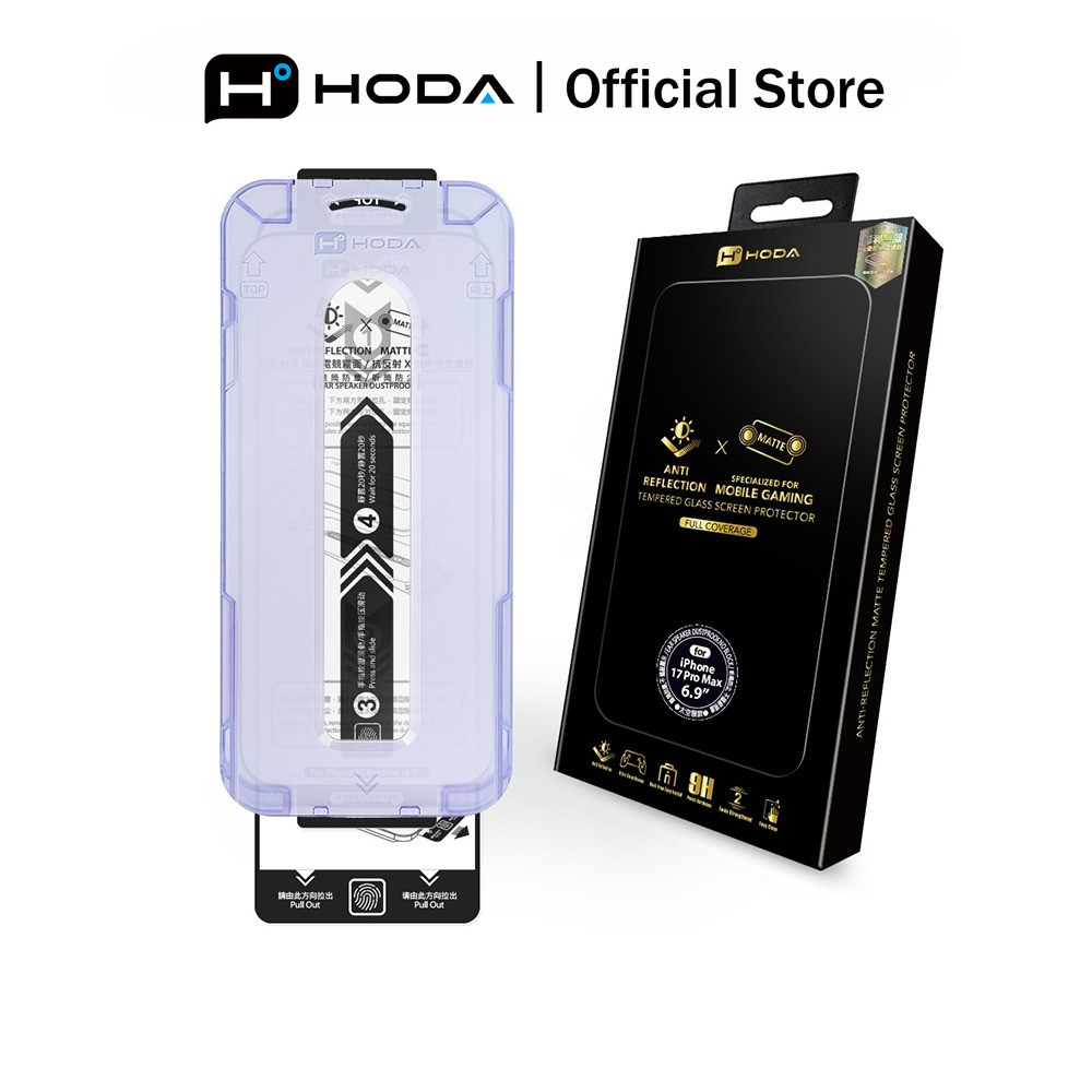 HODA 18 Pro Matte Anti-Reflection Full Coverage Glass Screen Protector ฝุ่นฟรี Helper Anti ลายนิ้วมือ Anti เหงื่อเกม Frosted ฟิล์มป้องกันสําหรับ iPhone 18 / 17 Series