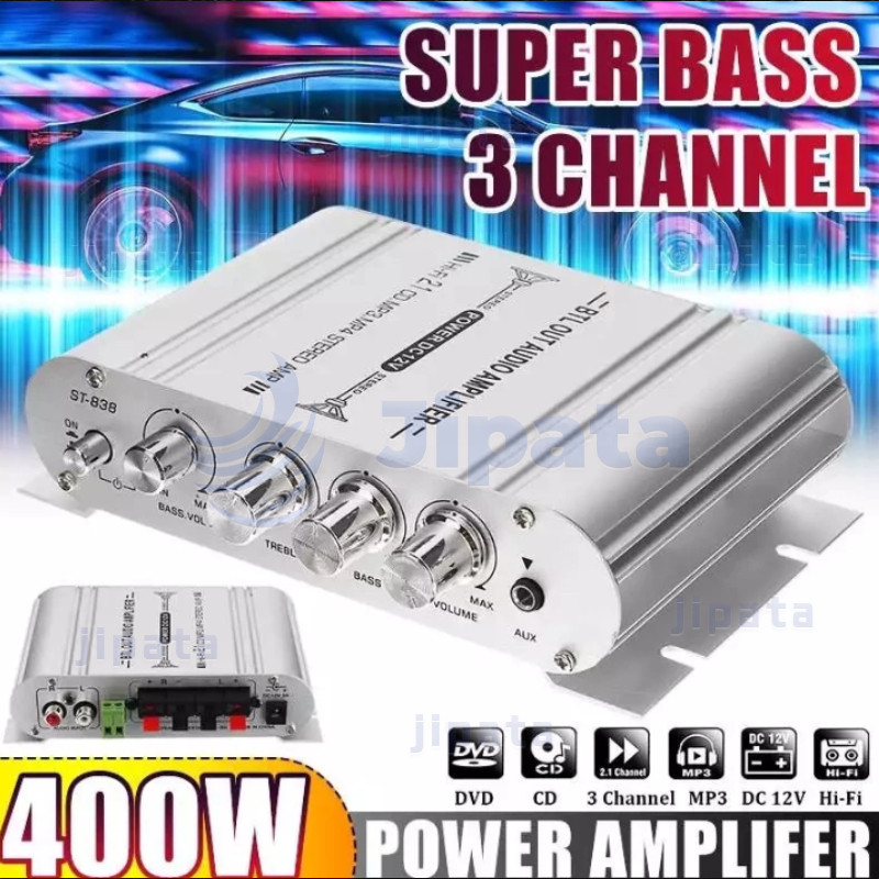 เพาเวอร์แอมป์ แอมป์จิ๋ว12V-18V 2.1CHแยกซับอิสระ มีให้เลือก 2รุ่นMP-838 มีบลูทูธ / ST-838เพาเวอร์จิ๋ว