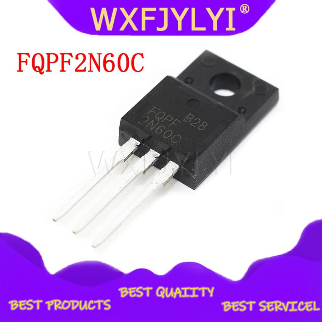 10pcs FQPF2N60C 2N60C 2N60 600V 2A MOSFET N-Channel ทรานซิสเตอร์ TO-220F ใหม่เดิม