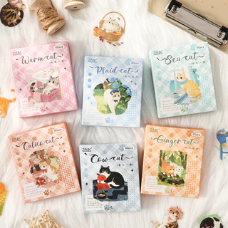 Journamm 60 ชิ้น/กล่องแมวน่ารักสติกเกอร์สําหรับ Scrapbooking Junk Journaling Planners กระเป๋าเดินทางไดอารี่โน้ตบุ๊คอัลบั้ม