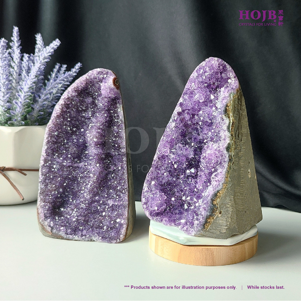 HOJB เกรดด้านบน Uruguya Amethyst 6AA แก้วคริสตัล Druze Stone 140-150 มม.สายสวนคริสตัลทุกวัน 6AA เทีย