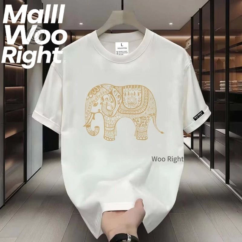 (จัดส่งตลอด 24 ชั่วโมง)Woo Right เสื้อยืดผู้ชาย คอกลม ลายช้าง พิมพ์ลาย ทรงหลวม 1 งานเกรดพรีเมียม งานเกรด A