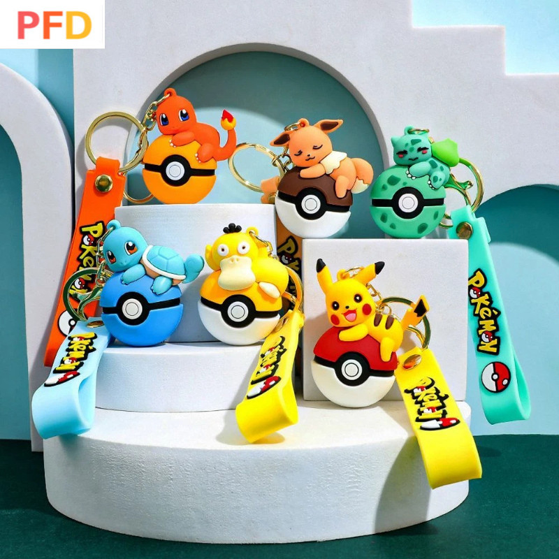 Pokemon Pikachu พวงกุญแจ Poké Ball รุ่นที่ 3 จี้พวงกุญแจของขวัญขนาดเล็ก