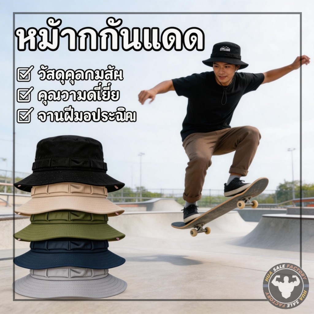 หมวกชาวประมงแบบพับได้ผ้าฝ้ายฤดูร้อนคุณภาพสูง ตั้งแคมป์ ปีงเขา