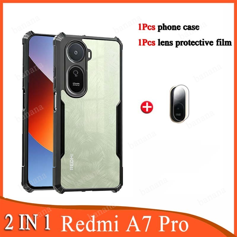 2 in 1 Redmi A7 Pro เคสโทรศัพท์กันกระแทกพร้อมเลนส์กล้องกระจกคลุมทั้งหมดฟิล์มกระจกนิรภัยสําหรับ Redmi A5 Pro