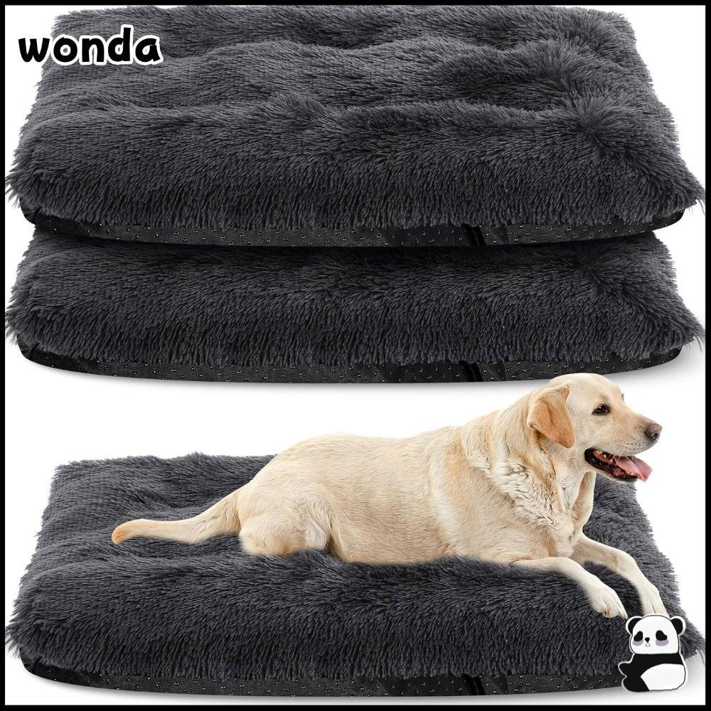WONDA Fluff Dog Cat Crate Beds, เสื่อสุนัขอุ่นตุ๊กตาสบาย,|ล้างทําความสะอาดได้ขนาดใหญ่กันลื่นฤดูใบไม้