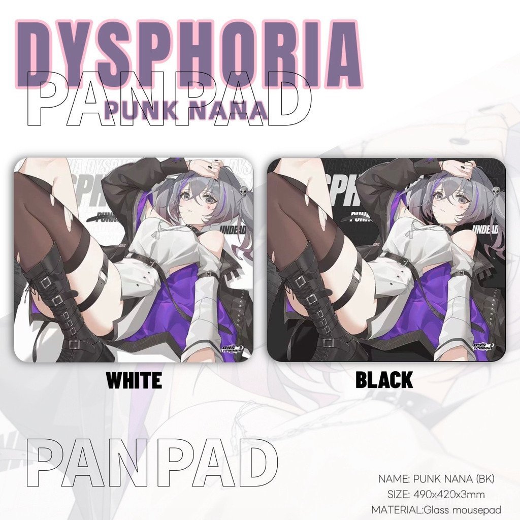 Dysphoria punk nana Gaming Game แผ่นรองเมาส์กระจกนิรภัย FPS แบบจําลองแผ่นรองเมาส์เฉพาะ