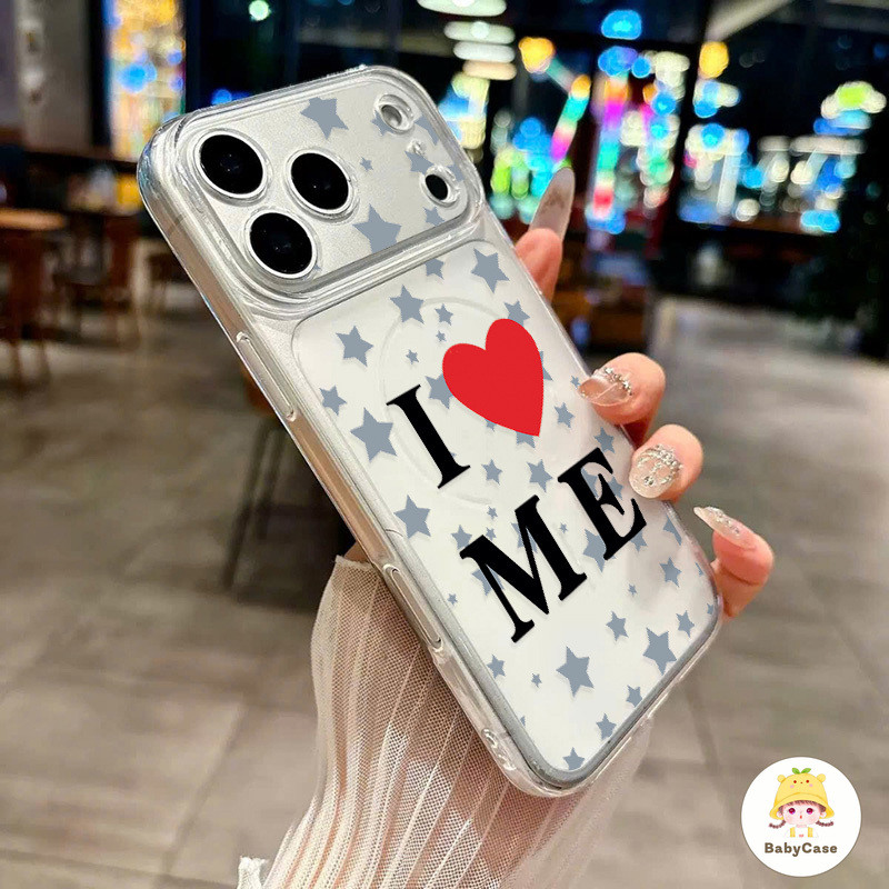 เหมาะสำหรับ IPhone 15 Plus 13 12 11 16 17 15 14 Pro Max โปร่งใสและเรียบง่ายฉันรักข้อความวัสดุกรณีโทรศัพท์ที่เหนือกว่า