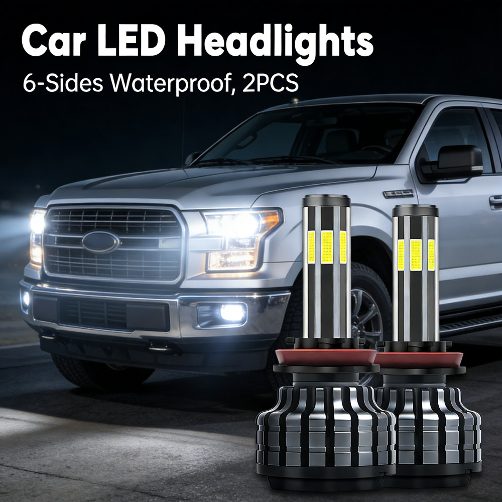 H1 H4 H3 H7 9005 9006 3 สี 6 ด้านไฟรถยนต์ไฟหน้ารถ LED ไฟหน้ากันน้ํา 2PCS H11