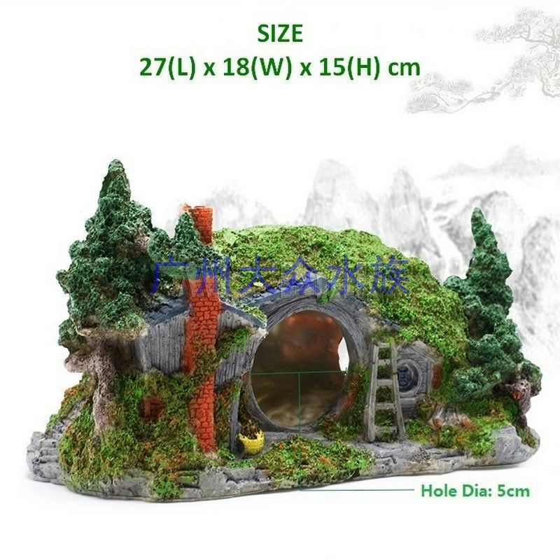 เรซิ่น Hobbit Dwarf House Aquarium Terrarium เครื่องประดับ Lizard เต่า Patio Spider กล่องซ่อน