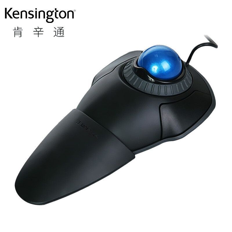 Kensington Kensington Wired Trackball Mouse PS Drawing CAD พร้อมแหวนควบคุมสีดําพร้อมสีน้ําเงิน K7233