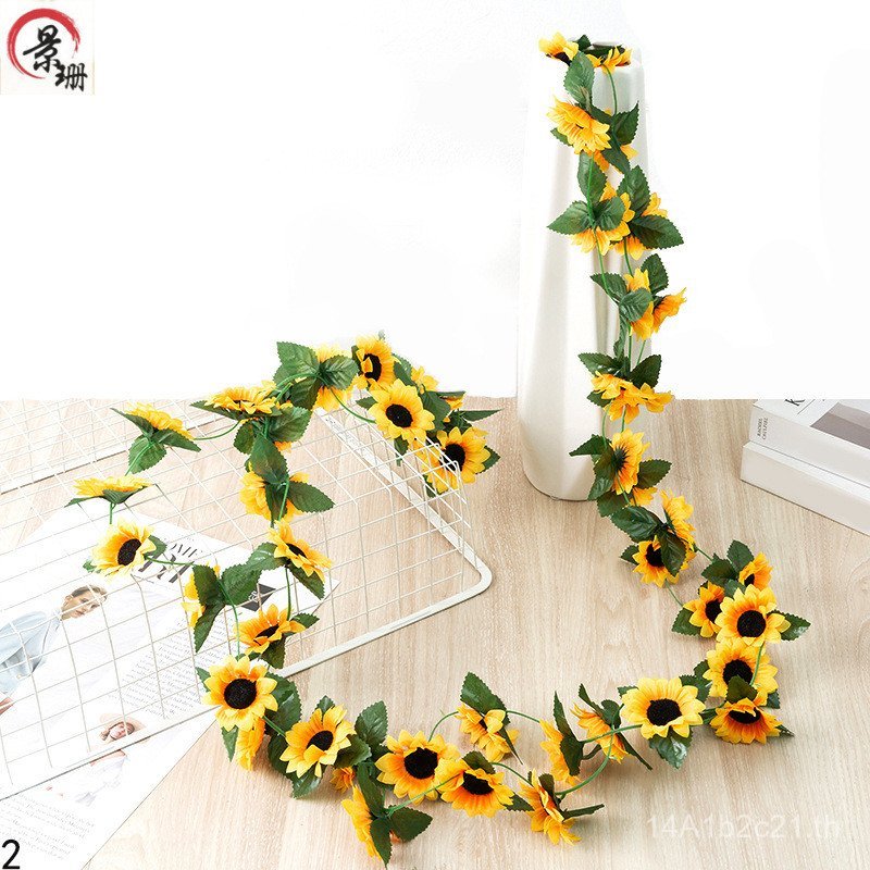 จําลองดอกทานตะวันหวายขายส่ง B & B Loft ตกแต่งผ้าไหมผ้าดอกไม้ Vine ดอกทานตะวัน Vine สไตล์ Pastoral ดอ