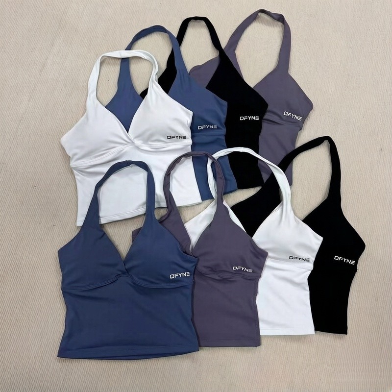 เสื้อกั๊กดีไซน์ใหม่ สำหรับโยคะและฟิตเนส ทำจากไนลอน ระบายอากาศได้ดี และมีแผ่นเสริมหน้าอก