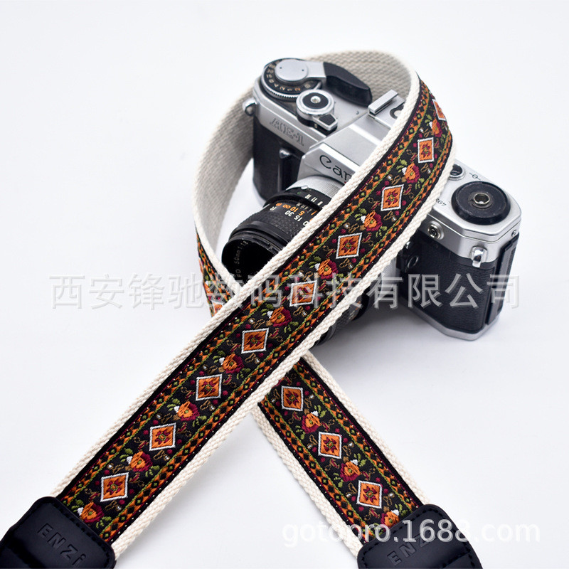 Crossbody Jacquard SLR Retro Micro SLR กล้องสไตล์ชาติพันธุ์สายคล้องไหล่สายคล้องคอ 600D 5D2 A7R