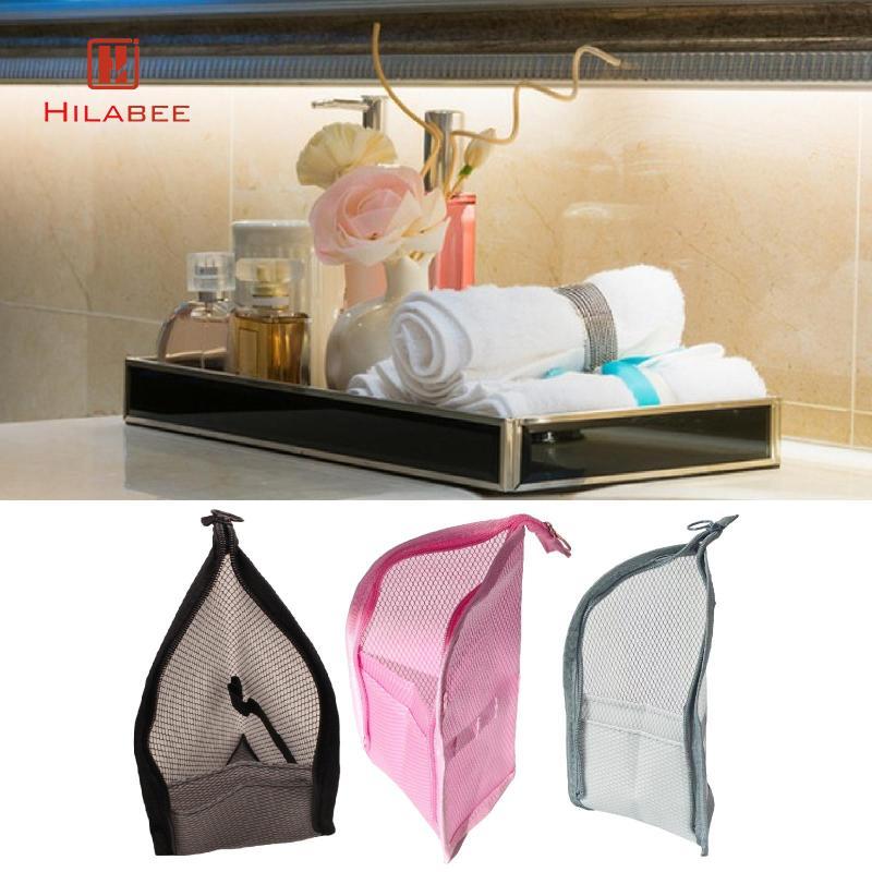[UsusexaMY] Standing Toiletry Bag Travel Makeup Brush Holder with Zipper EVA Mesh Reusable Makeup Or