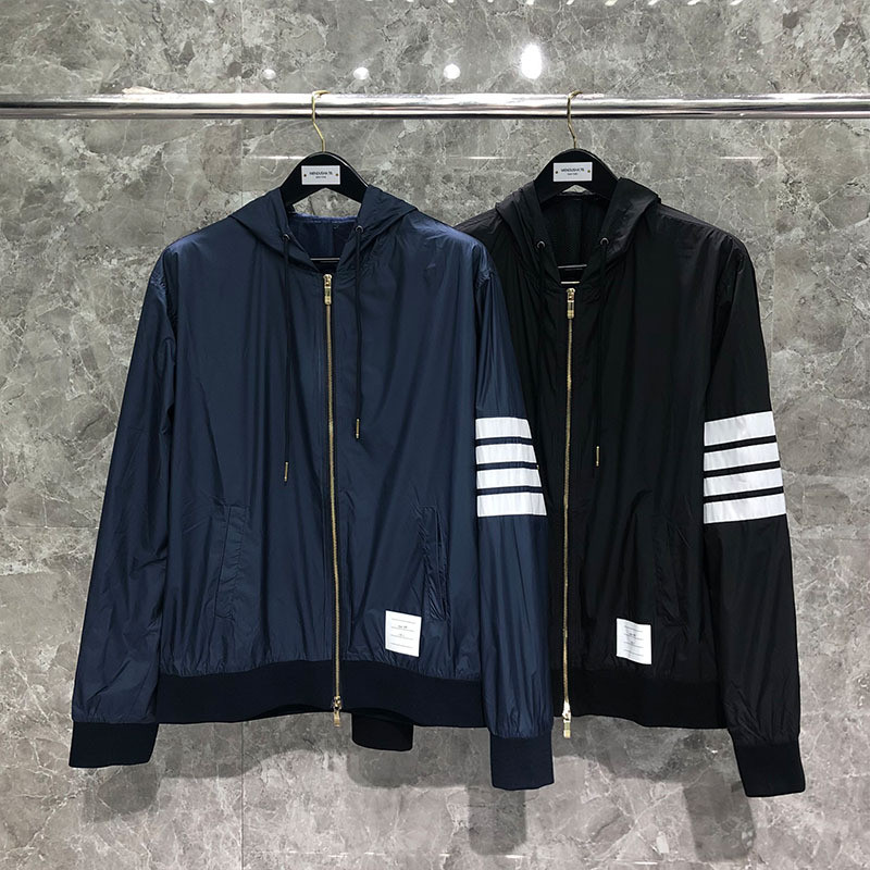 59EN thombrowne Men's new trendy brand hooded jacket, unisex loose casual coat