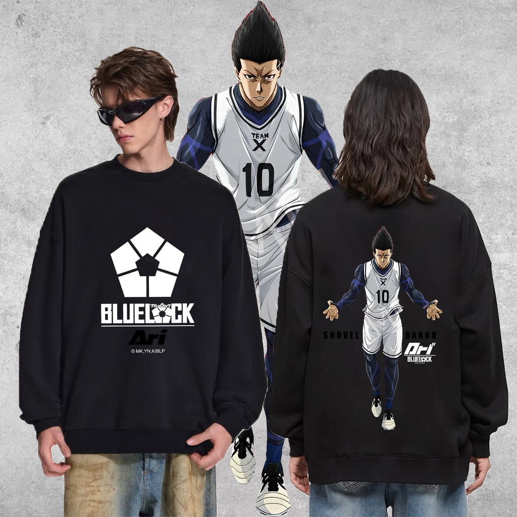 เสื้อ ARI X BLUE LOCK BAROU เสื้อแจ็คเก็ตผ้าฝ้ายคอกลมที่ระบายอากาศได้ดี เสื้อกันหนาวผู้ชาย (M-3XL)