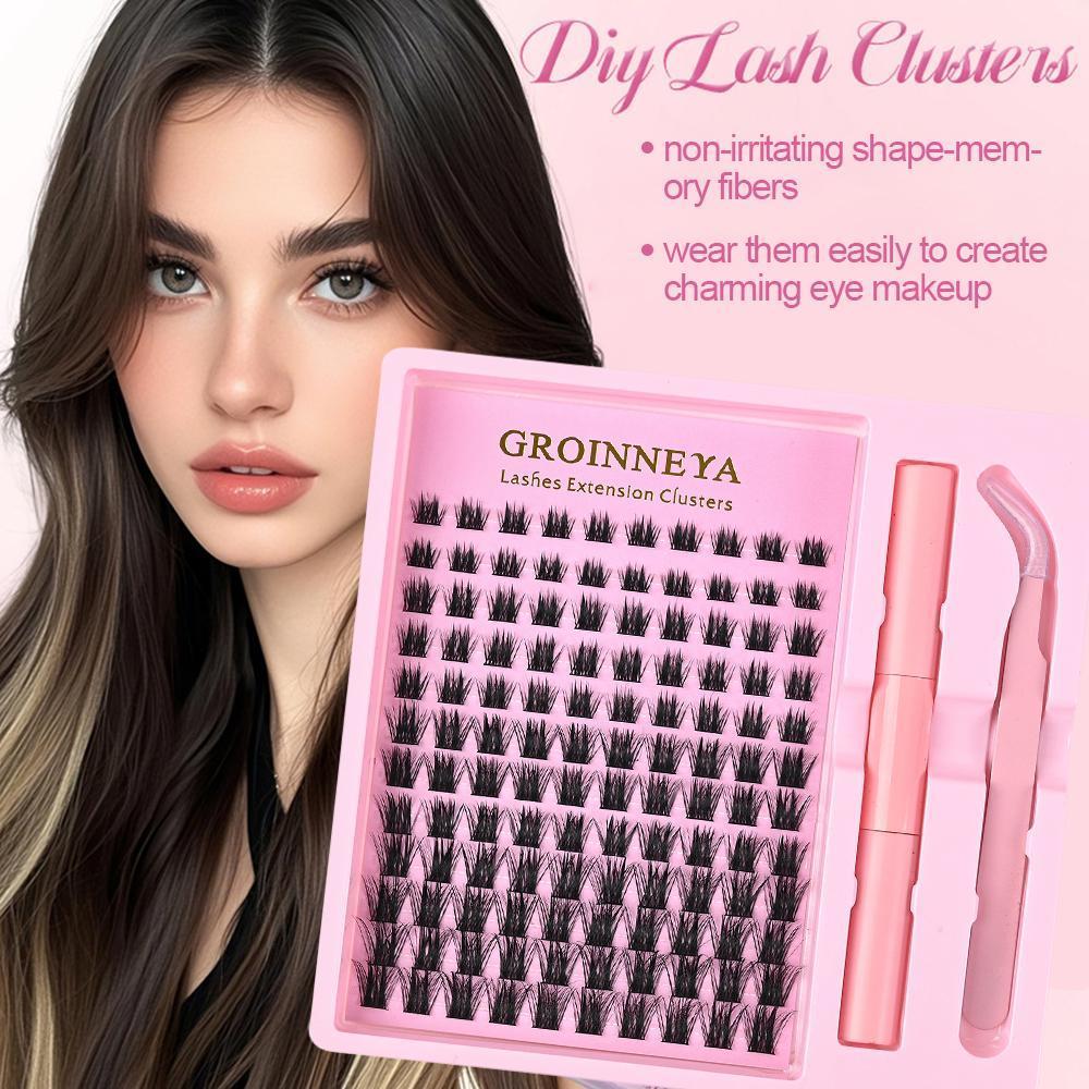 ขนตาปลอมหนา Segmented Self Application Soft ขนตาปลอมชุดสําหรับ Diy Lashes R6f0