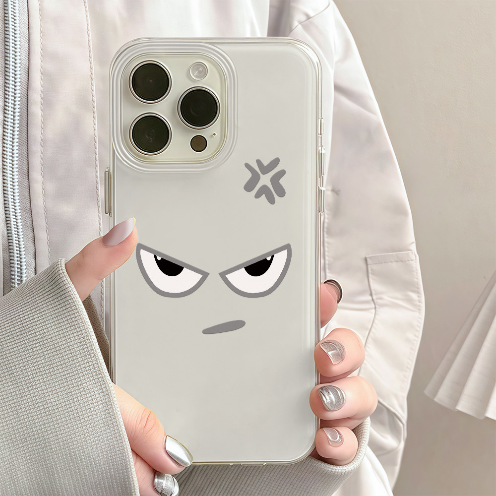 เคสไอโฟน13 11 เคสใส ลายหน้าโกรธ สไตล์มินิมอล ตลก กวนๆ ฮิต สำหรับ IPhone 17 13 Air 16 12 15 11 14 Pro Max 15 14 16 Plus