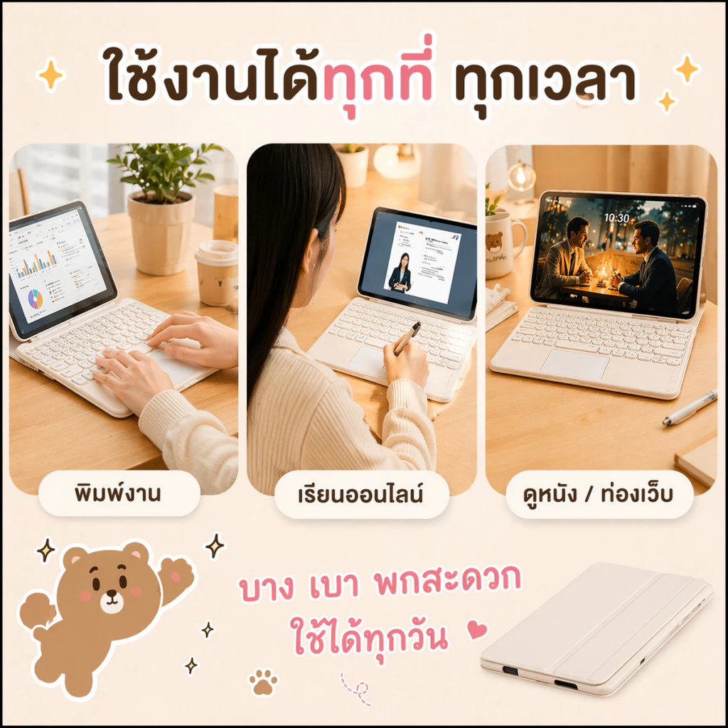 คีย์บอร์ดบลูทูธไร้สายพร้อมทัชแพด ภาษาไทย/อังกฤษ thumbnail 5