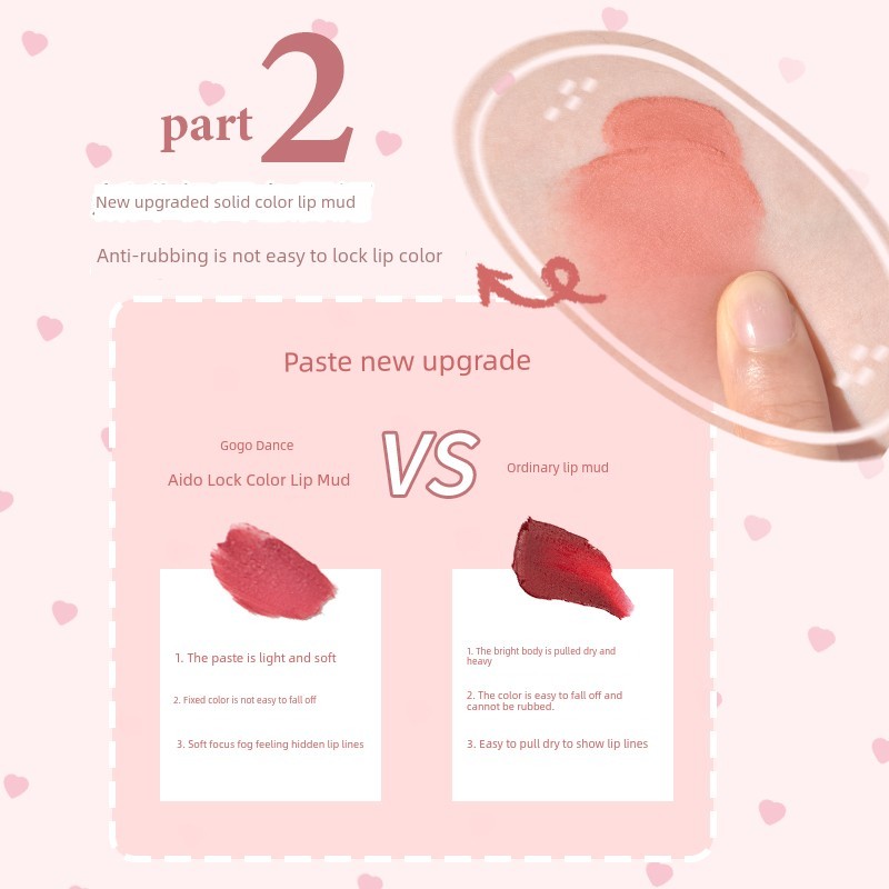 ลิปกลอสใส ลิปมัน Gogo Dance Cloudy Lip Mud สีนู้ด Pure Desire ลิปสติกสีขาวลิปกลอส Velvet Matte Matte