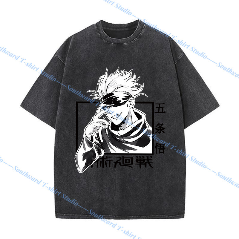 (จัดส่งตลอด 24 ชั่วโมง)Jujutsu Kaisen เสื้อยืดผู้ชาย ดีไซน์สร้างสรรค์ แขนสั้น พิมพ์ลายตัวอักษร สไตล์ลำลอง 20