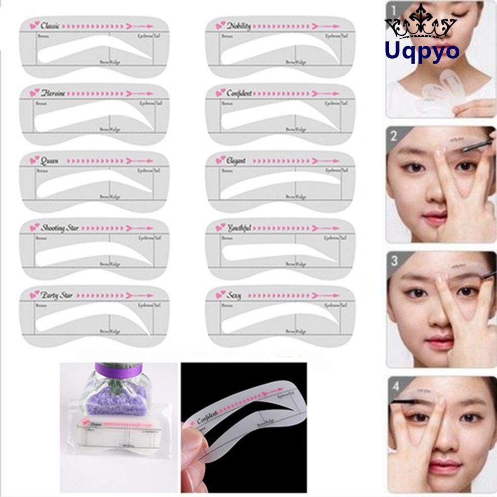UQPYO Eyebrow Stencil Women Card Template เครื่องมือแต่งหน้า