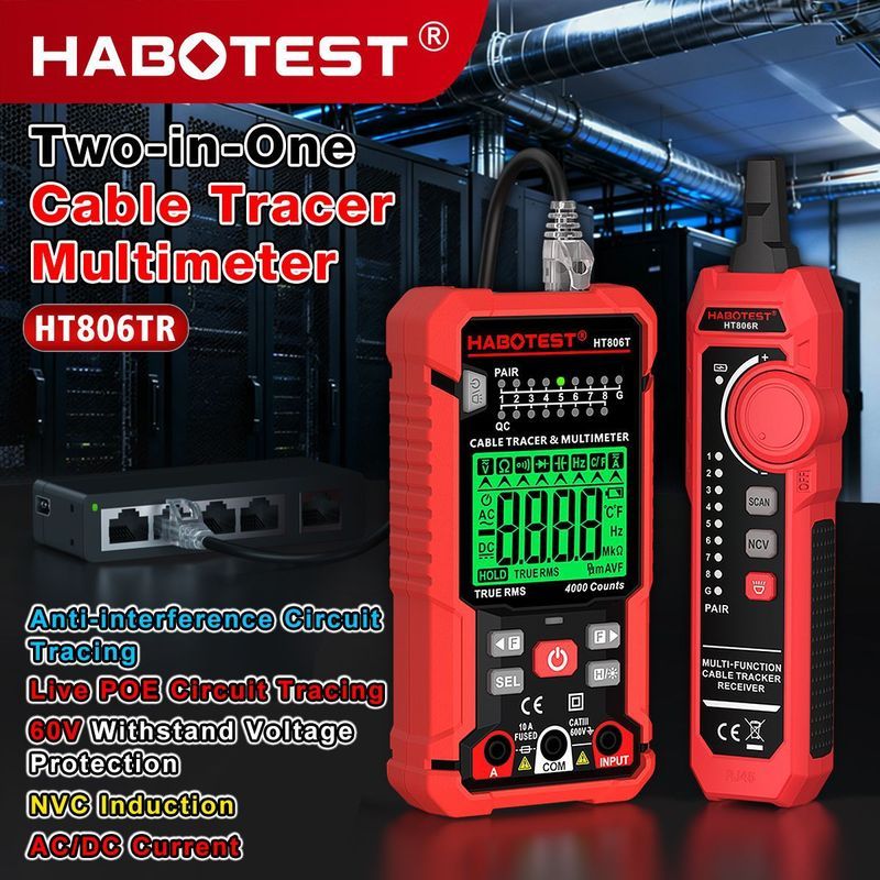 HABOTEST Store HT806TR Network Line Finder มัลติมิเตอร์เครื่องมือมัลติฟังก์ชั่นสองในหนึ่งเดียว