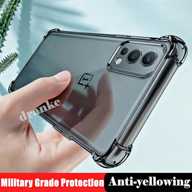 สําหรับ OnePlus Nord 2 5G DN2101 DN2103 ยืดหยุ่นซิลิโคนเหลวใสกึ่งโปร่งใส Anti-Yellowing ฝาครอบ 4 มุม