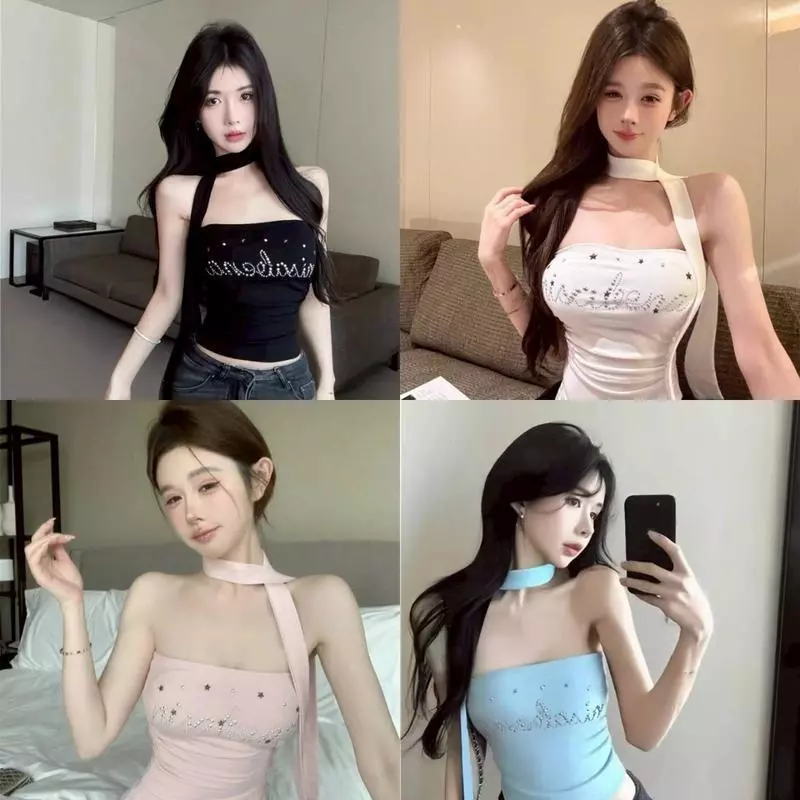 เสื้อเกาะอกเสริมฟองน้ำสีพาสเทล น่ารักและดูดี มีสายคล้องคอเก๋ไก๋