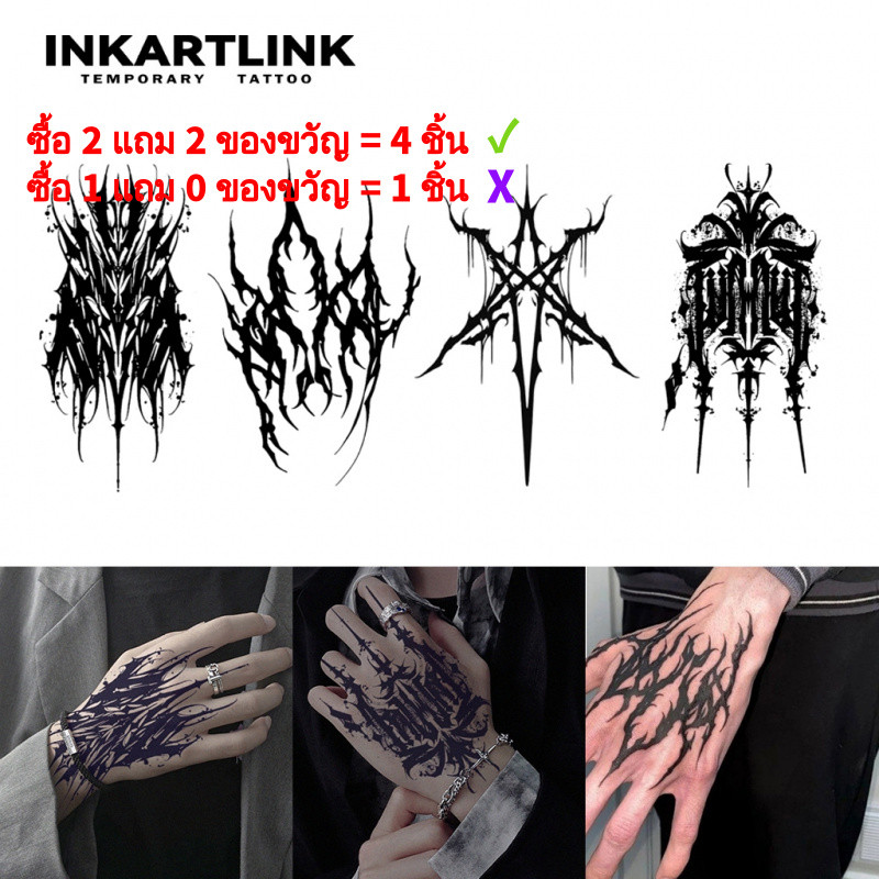 Inkartlink บทคัดย่อของเหลวเรขาคณิตสติกเกอร์รอยสักชั่วคราวสําหรับผู้ชาย,กันน้ํายาวนานมือเมจิกสัก,ติดทนนานถึง15วันสักปลอม,ชุดสักกึ่งถาวร