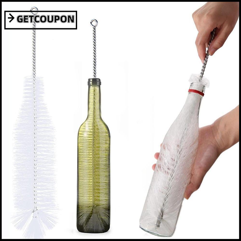แปรงล้างขวด GETCOUPON แปรงทําความสะอาดถ้วยสีขาว เครื่องมือทําความสะอาดซักผ้าแบบใช้ซ้ําได้ Home Kitchen