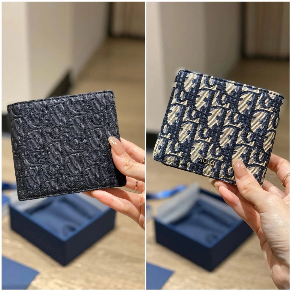 Dior Mens Short Wallet Black Half Fold Wallet Suit Clip