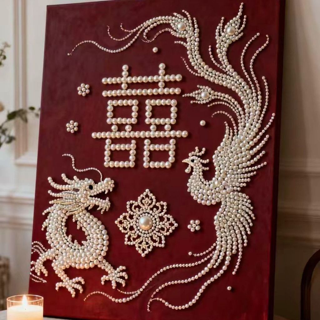 Dragon Phoenix Chengxiang ภาพวาดมุก diy Handmade Sticky เพชรภาพวาดเครื่องประดับสร้างสรรค์งานแต่งงาน 