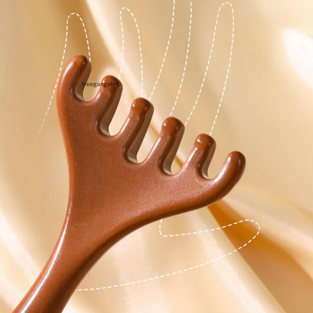 [FREG] 1PC ไม้จันทน์เลียนแบบหกฟันด้ามยาว Body Massageb Multi-functional Meridian นวดคอหนังศีรษะขูดใบ