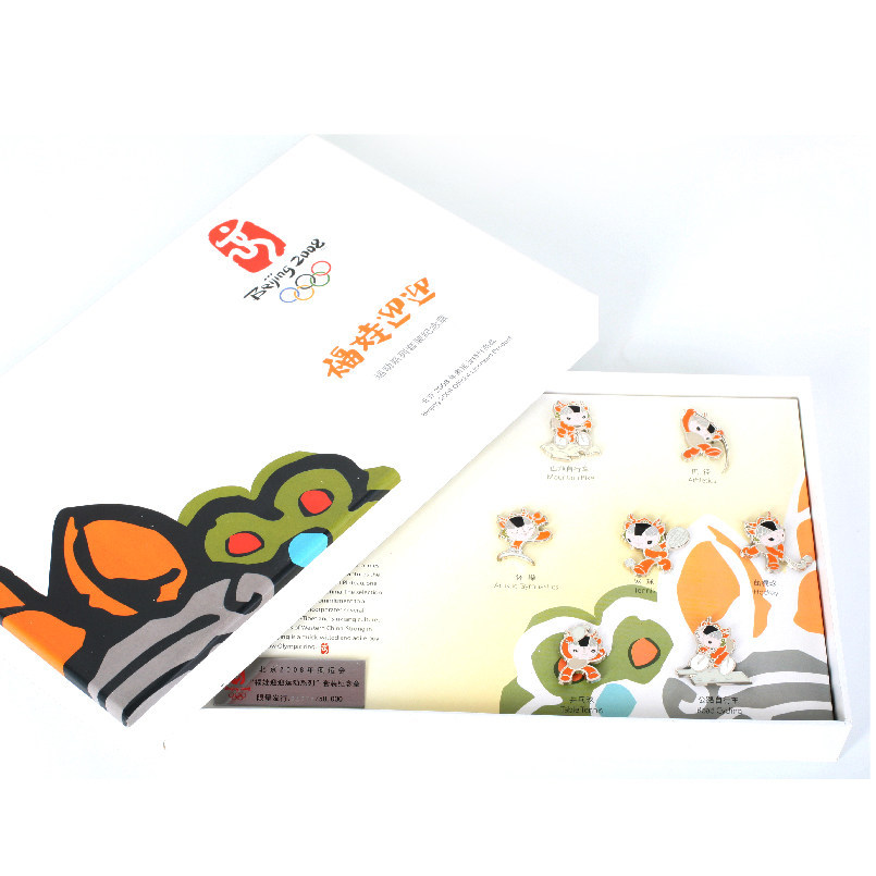 Beijing 2008 Olympics Badge Fuwa Welcome Sports Series Badge Set Limited ป้ายที่ระลึกของแท้