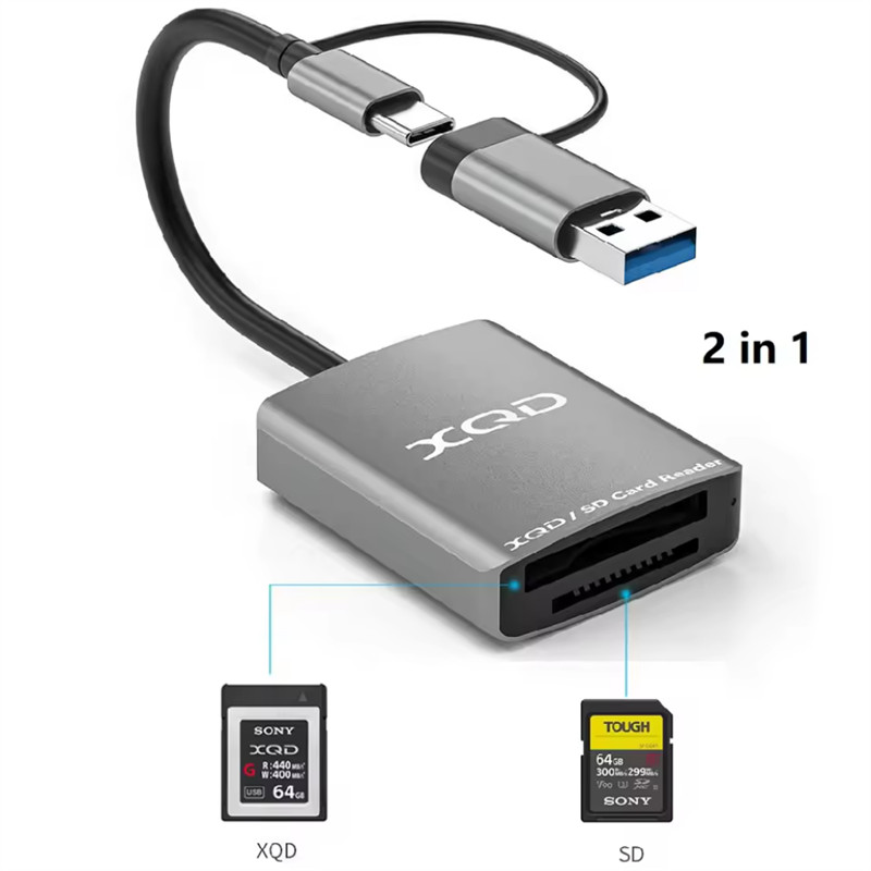 2 in 1 USB C ถึง XQD SD Card Reader Type-C 3.0 การ์ดหน่วยความจําสําหรับ Nikon Sony G/M Series & Lexa